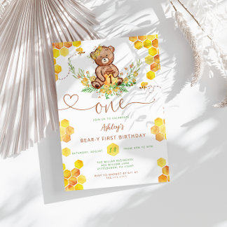 Honey Bear 1. Geburtstag Einladung
