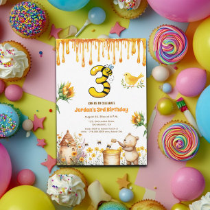 Honey Bear 3. Geburtstag Party Einladung
