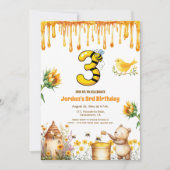 Honey Bear 3. Geburtstag Party Einladung (Vorderseite)