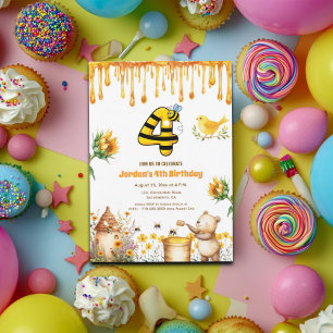 Honey Bear 4. Geburtstag Party Einladung