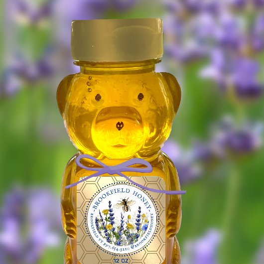 Honey Bear 8 oder 12 oz Label Wildblumen Bee Gold Quadratischer Aufkleber