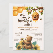 Honey Bear and Bee Bee Bee Bearly Wait Baby Dusche Einladung (Vorderseite)