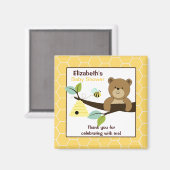 Honey Bear and Bee Square Fevor Magnet (Vorderseite/Rückseite)