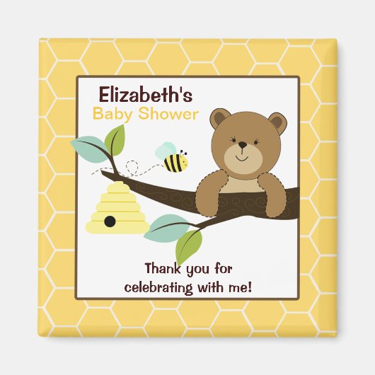 Honey Bear and Bee Square Fevor Magnet (Vorne)
