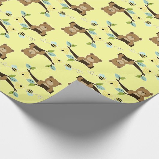 Honey Bear and Bee Wrapping Paper Geschenkpapier (Ecke)