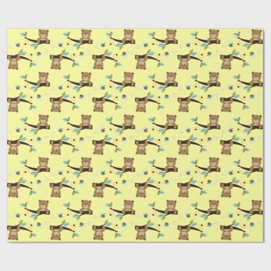 Honey Bear and Bee Wrapping Paper Geschenkpapier (Flach)