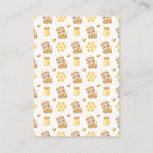 Honey Bear Baby Duschdusche Windelwanne Begleitkarte (Rückseite)