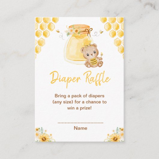 Honey Bear Baby Duschdusche Windelwanne Begleitkarte (Vorderseite)