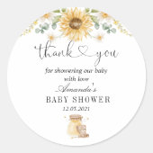 Honey Bear Baby Dusche Danke Runder Aufkleber (Vorderseite)