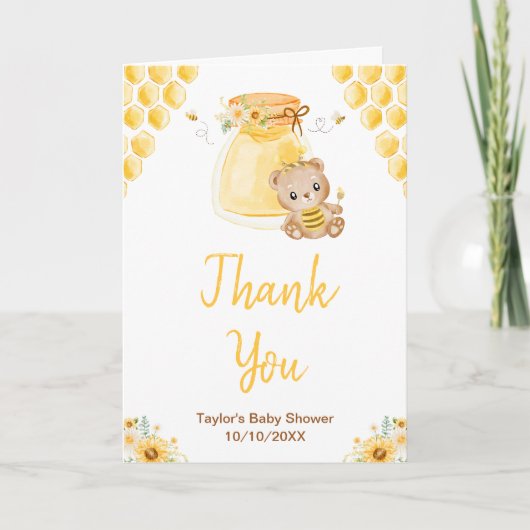 Honey Bear Baby Dusche Dankeskarte (Vorderseite)