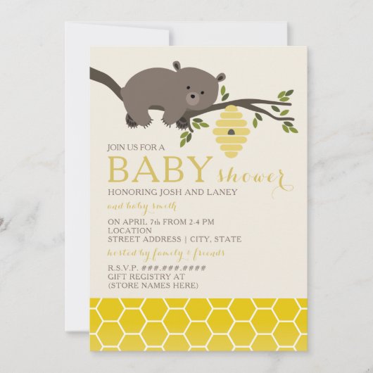 Honey Bear Baby Shower Einladung (Vorderseite)