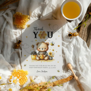Honey Bear Bee 1. Geburtstag geschlechtsneutraler  Dankeskarte