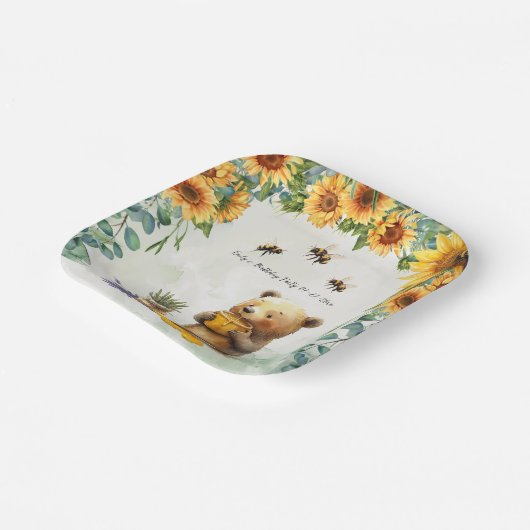 Honey Bear Birthday Party Cake Paper Teller (Gewinkelt)