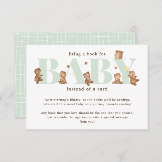 Honey Bear Book for Baby Card Begleitkarte (Vorne/Hinten)