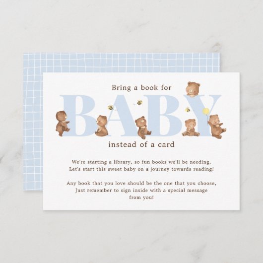 Honey Bear Book for Baby Card Begleitkarte (Vorne/Hinten)