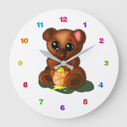 Honey Bear Clock - Custom Colors Große Wanduhr (Vorderseite)