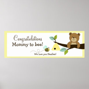 Honey Bear Custom Baby Dusche Banner Print Poster