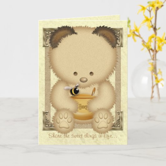 Honey Bear Custom Greetings Card Karte (Gelbe Blume)