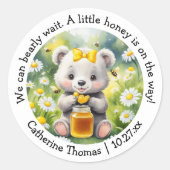 Honey Bear Daisy Flower Garden Frühjahrsdusche Runder Aufkleber (Vorderseite)