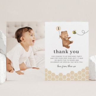 Honey Bear First Bee Day Foto Danke Karte