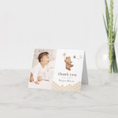 Honey Bear First Bee Day Foto Danke Karte (Vorderseite)