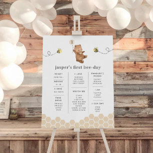 Honey Bear First Bee Day Milestone Poster