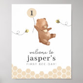 Honey Bear First Bee Day Poster (Vorne)