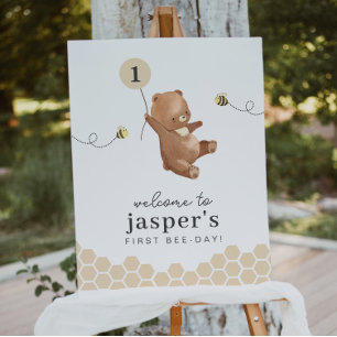 Honey Bear First Bee Day Poster