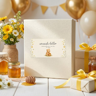 Honey Bear Floral Baby Geburtstag Adressaufkleber