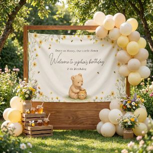 Honey Bear Floral Baby Geburtstag Banner