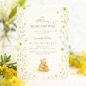 Honey Bear Floral Baby Geburtstag Einladung