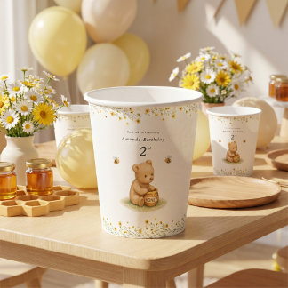 Honey Bear Floral Baby Geburtstag Pappbecher