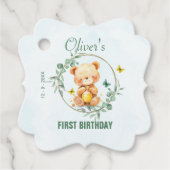 Honey Bear Niedlich Greenery Boy Happy Birthday Geschenkanhänger (Vorderseite)