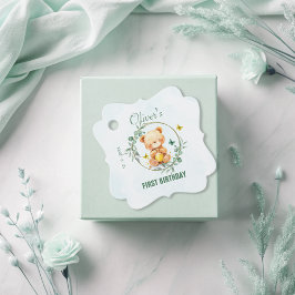 Honey Bear Niedlich Greenery Boy Happy Birthday Geschenkanhänger