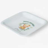 Honey Bear Niedlich Greenery Boy Happy Birthday Pappteller (Gewinkelt)