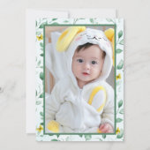 Honey Bear Niedlich Greenery Foto Boy 1. Geburtsta Einladung (Rückseite)