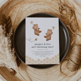 Honey Bear Twins erste Bienenday Einladung