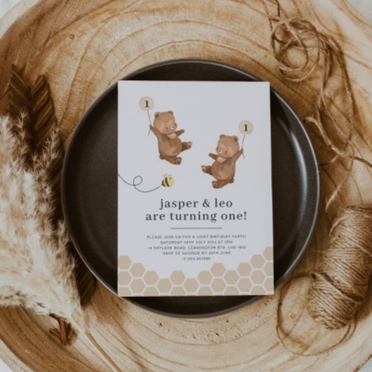 Honey Bear Twins erste Bienenday Einladung