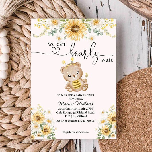 Honey Bear Wir können frühes Abwarten Baby Dusche Einladung