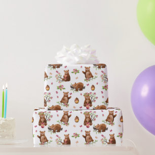 Honey Bears Pattern   Baby Girl Wrapping Paper Geschenkpapier