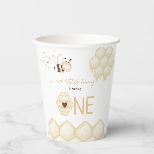 Honey Bee 1. Geburtstag Pappbecher (Vorderseite)