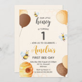 Honey Bee 1. Geburtstag Party Einladung (Vorne/Hinten)