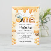 Honey Bee 1. Geburtstag Party Einladung (Stehend Vorderseite)