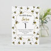 Honey Bee 1. Geburtstag Party Einladung (Stehend Vorderseite)