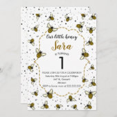 Honey Bee 1. Geburtstag Party Einladung (Vorne/Hinten)