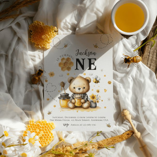 Honey Bee 1. Geburtstagsbär Geburtstagsparty Einladung