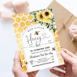 Honey Bee 1st Bee Party Geburtstag Einladung