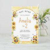 Honey Bee 2. Geburtstag Einladung (Stehend Vorderseite)