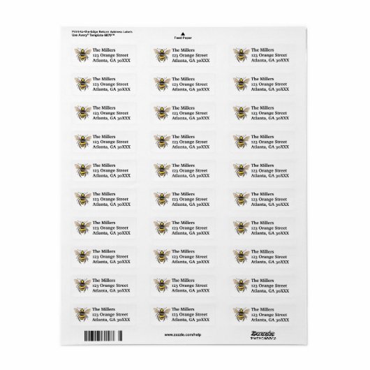 Honey Bee Address Labels (Vorne)