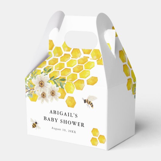 Honey Bee and Daisies Personalisiert Baby Shower Geschenkschachtel (Rückseite)